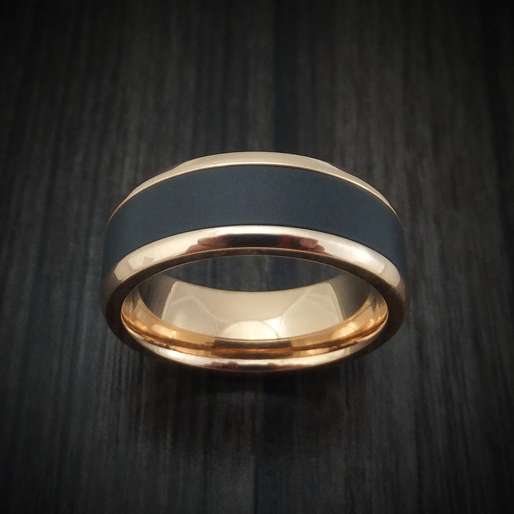 14K Gold and Black Zirconium Men's Ring