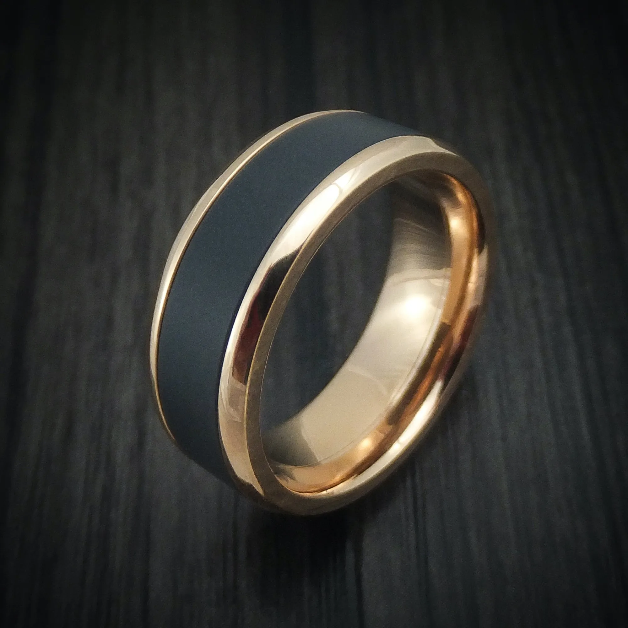 14K Gold and Black Zirconium Men's Ring