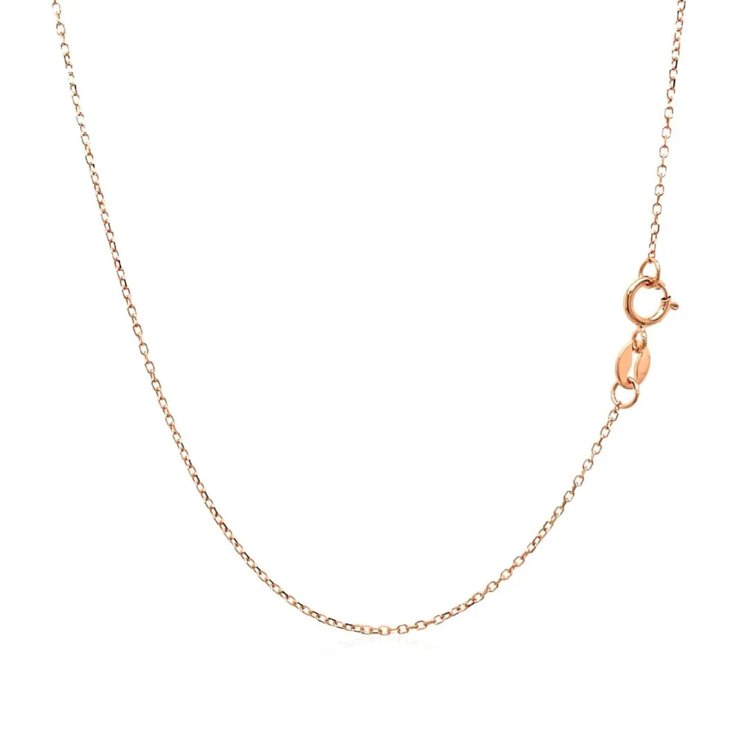 14k Pink Gold Diamond Cut Cable Link Chain 0.8mm