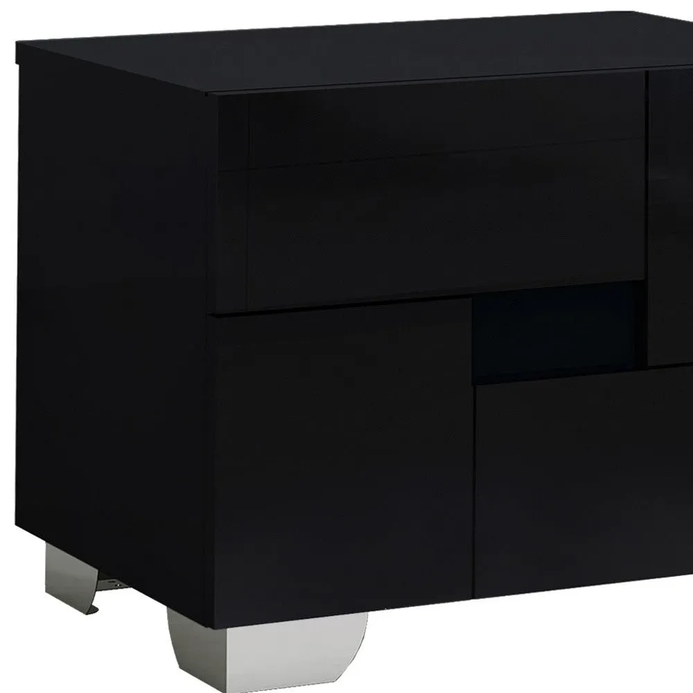 18" Superb Black High Gloss Nightstand By Homeroots