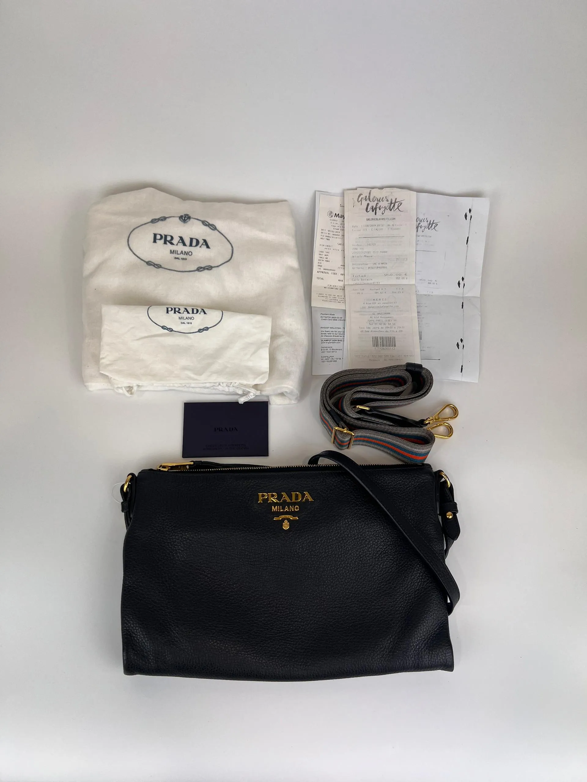 1BH050 Nero Vitello Daino Shoulder Bag