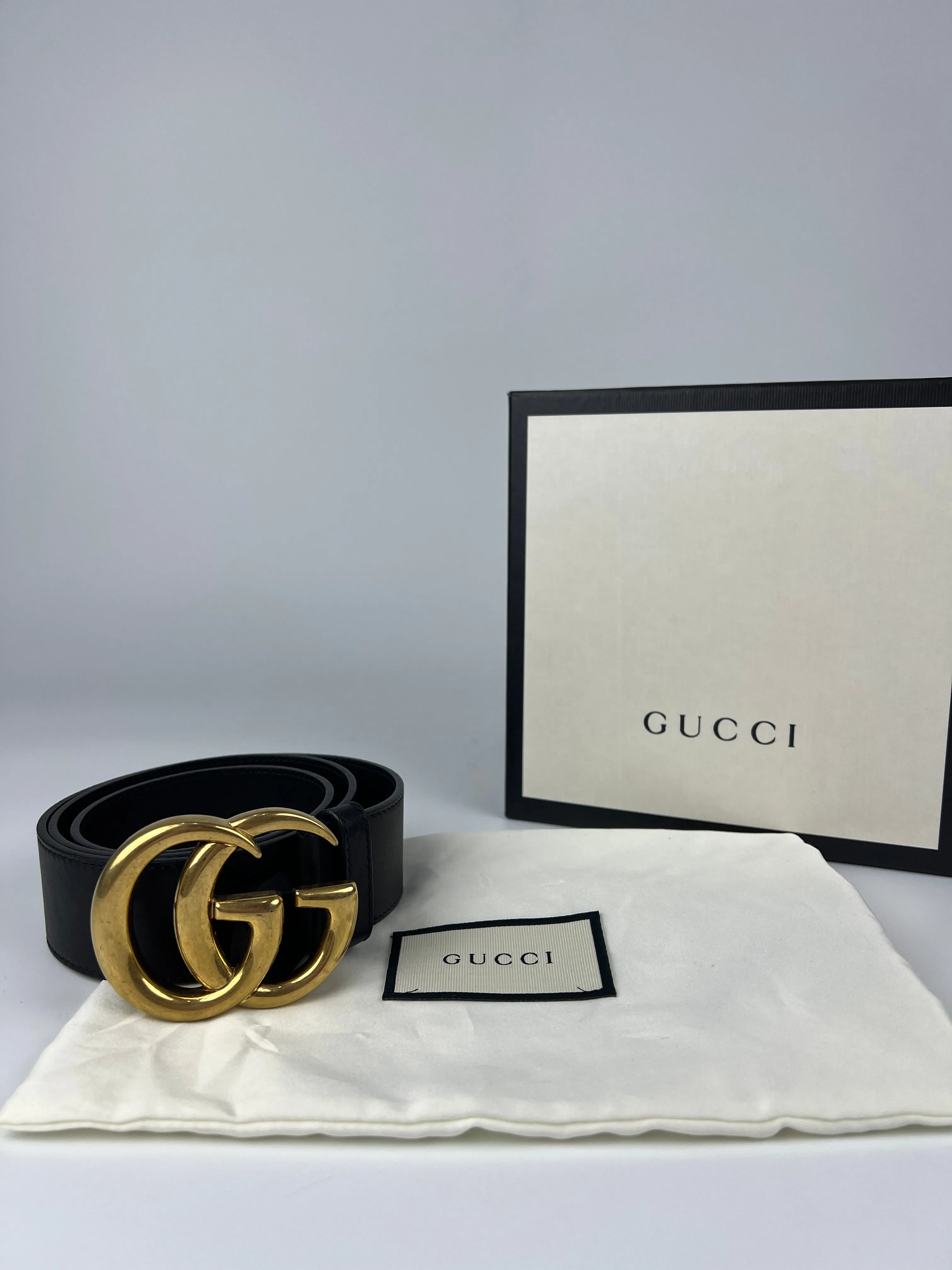 400593 480199 GG Marmont Belt Leather Black