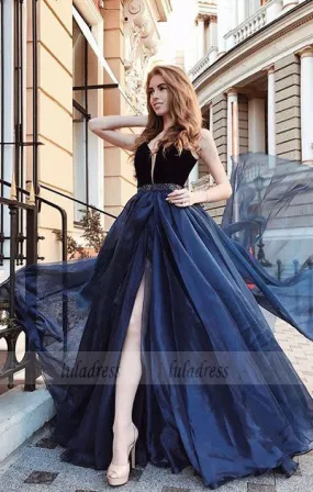 A-Line V-Neck Long Prom Dress Split Evening Dress,BD99569