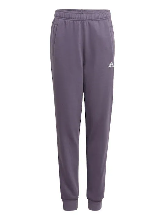 Adidas girl's tracksuit in fleece cotton with crew neck sweatshirt and trousers with cuff IJ6255 pink-plum