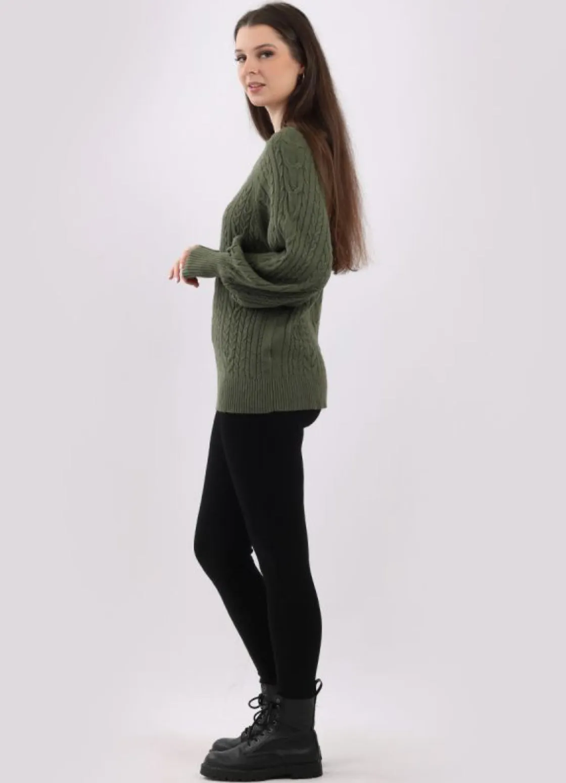 Anne   Kate Italian Plain Cable Knit Ribbed Lagenlook Top