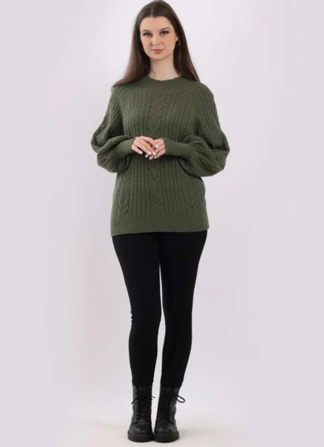 Anne   Kate Italian Plain Cable Knit Ribbed Lagenlook Top