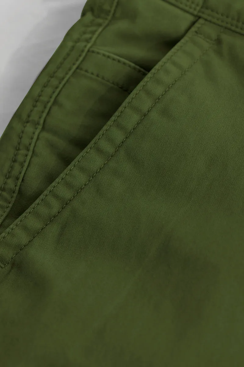 Astral Green Plain Slim Fit Chinos