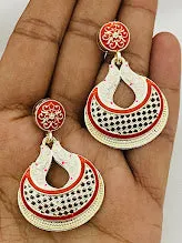 Attractive Red Color Oxidized Chaandbali Style Desinger Earrings For Women