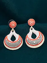 Attractive Red Color Oxidized Chaandbali Style Desinger Earrings For Women