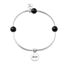 Aunt | Soft Bangle Charm Bracelet | Onyx