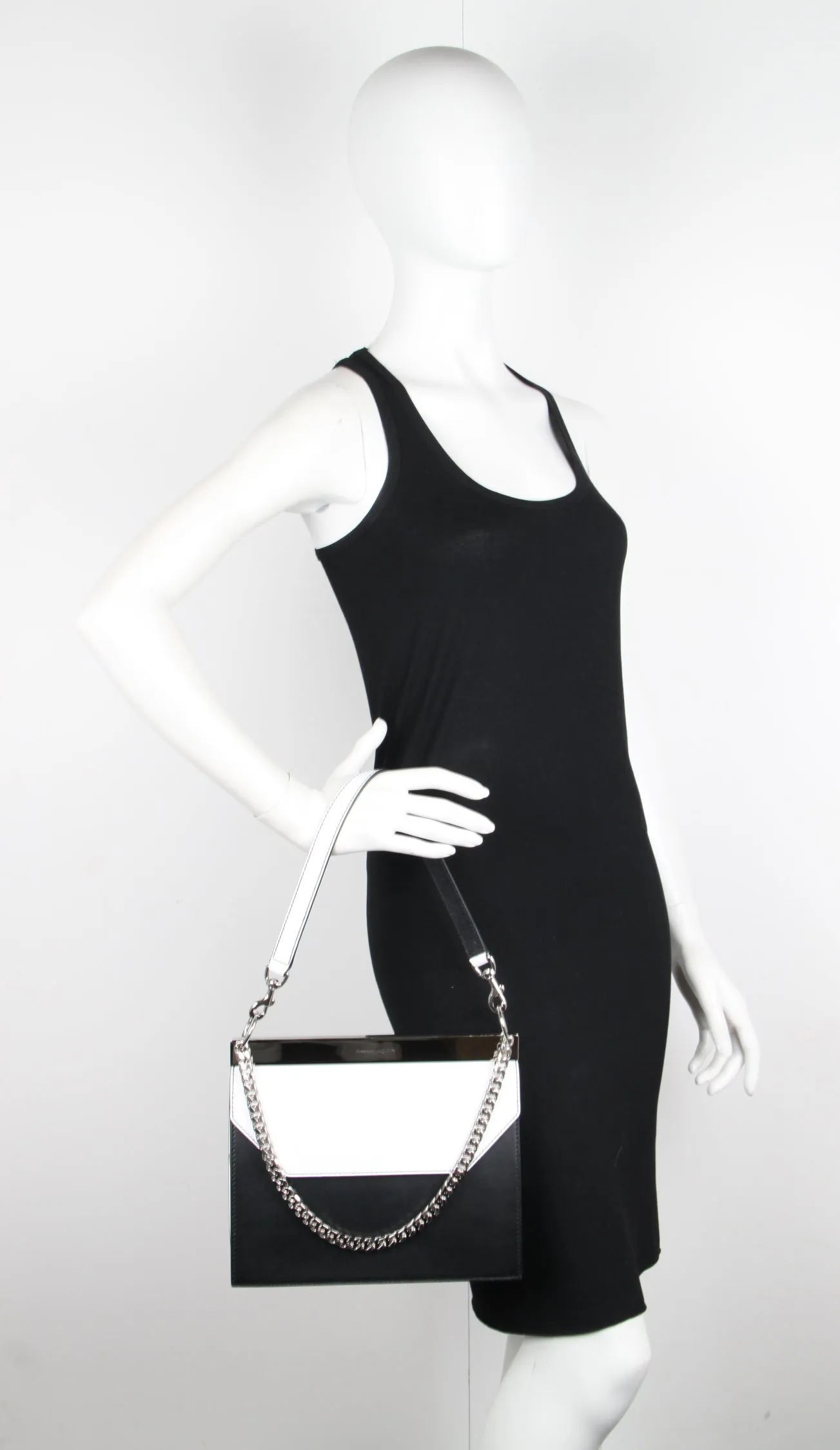 Bar Shoulder Bag, Black/Silver