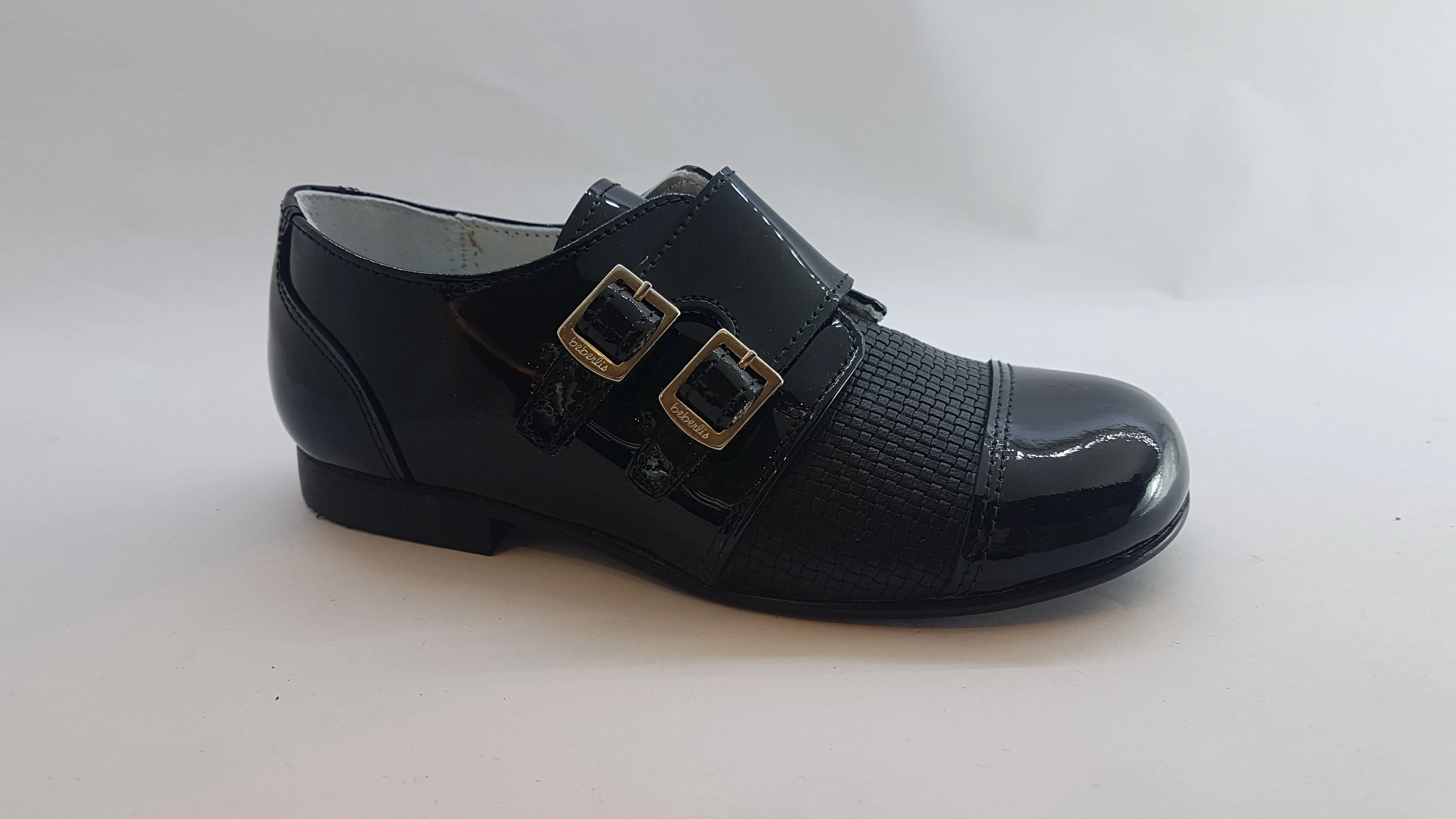 Beberlis Boys Black Double Buckle Dress Shoe