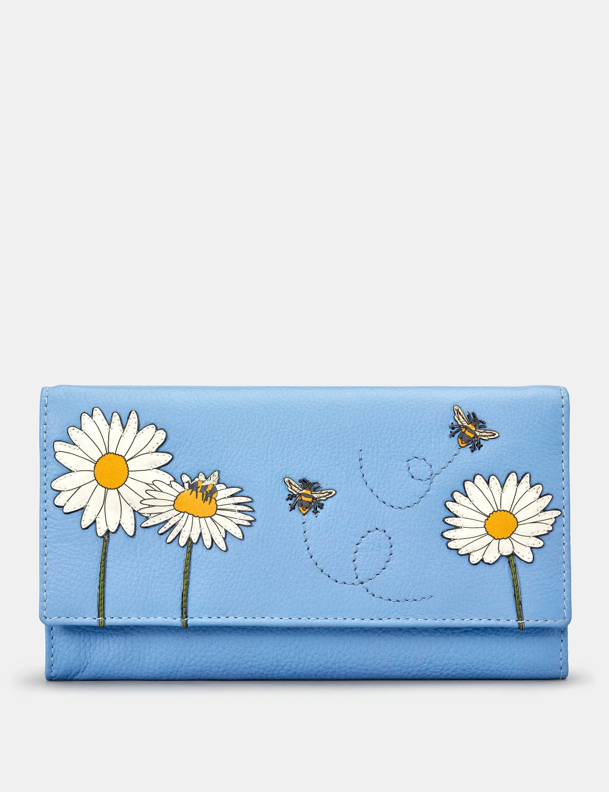 Bee Happy Blue Leather Hudson Purse