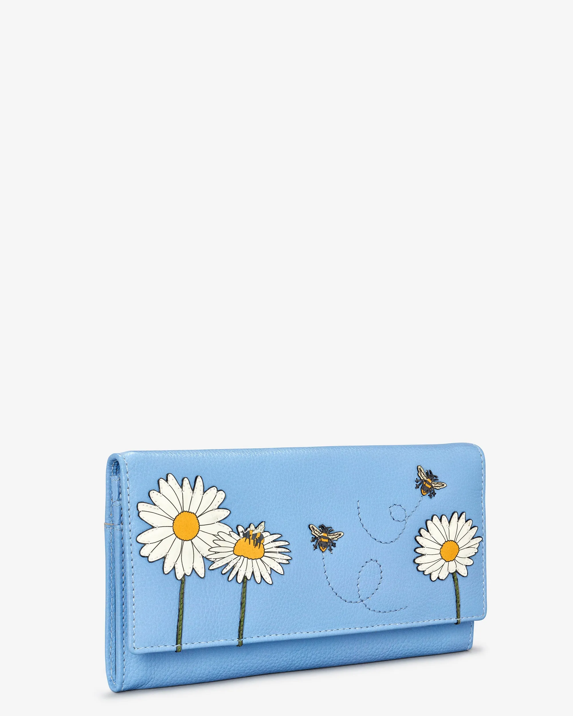 Bee Happy Blue Leather Hudson Purse