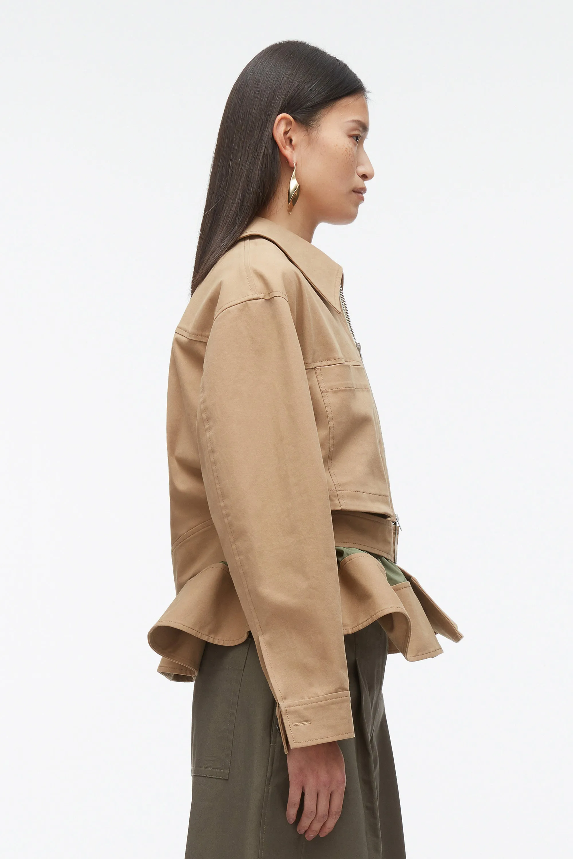 Belted Flounce Utility Jacket