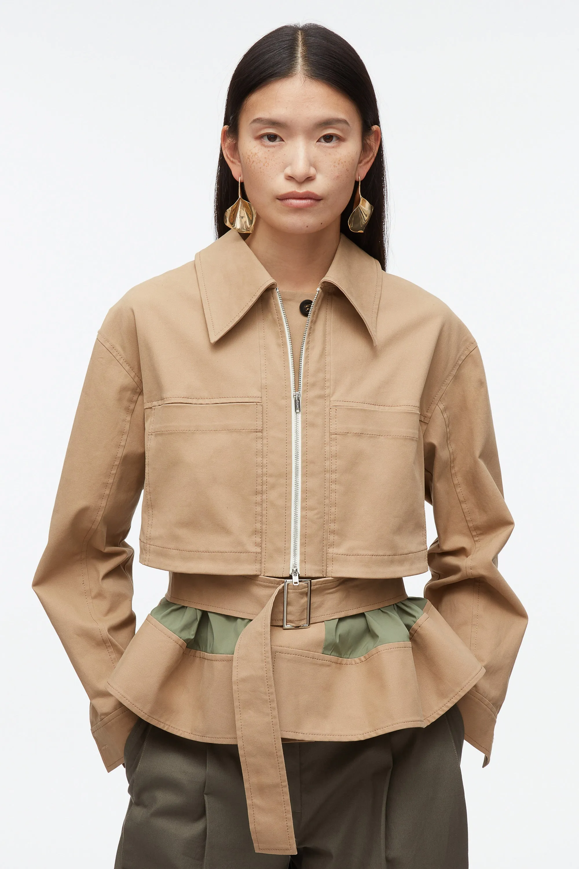 Belted Flounce Utility Jacket