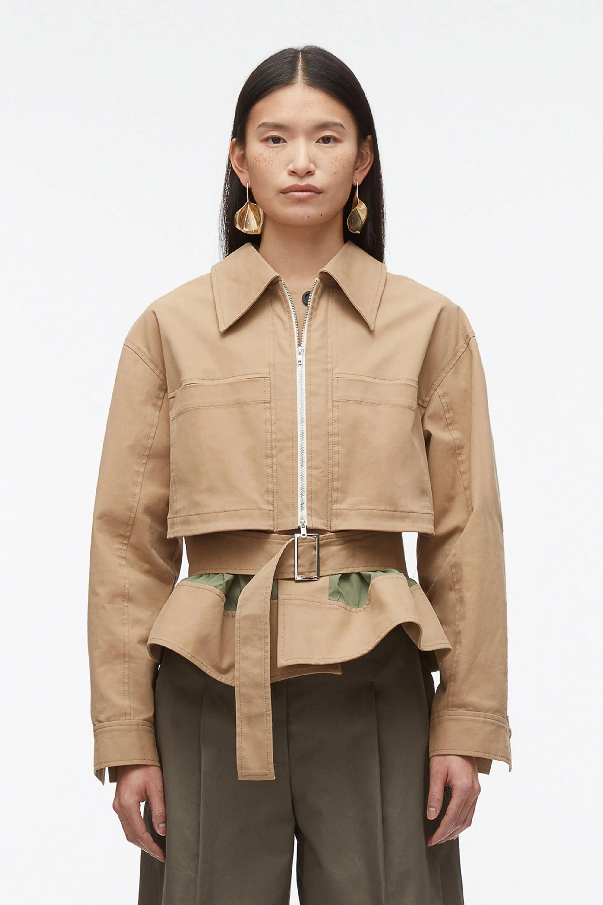 Belted Flounce Utility Jacket