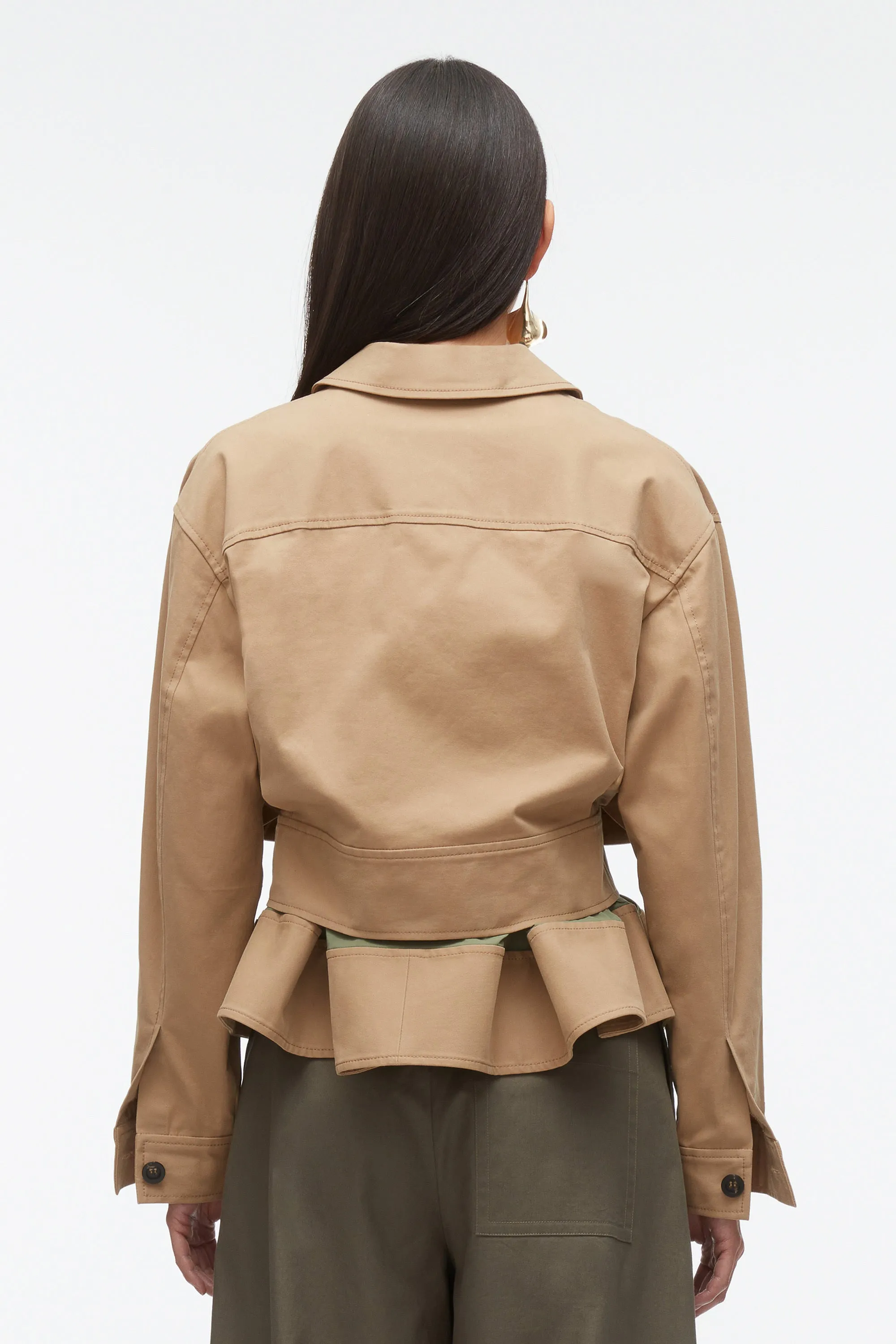 Belted Flounce Utility Jacket