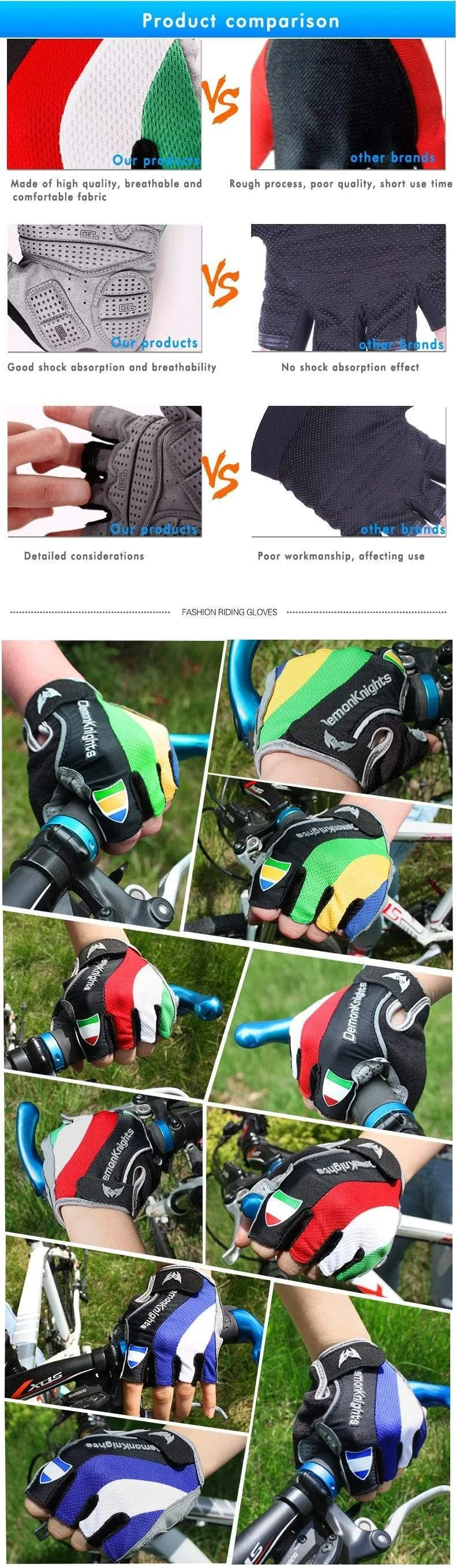 Bike Gloves Bicycle Mtb Cycling Glove Bicicleta Short Guantes Ciclismo Lycra Spandex Half Sports Cotton Nylon Linen Riding Men