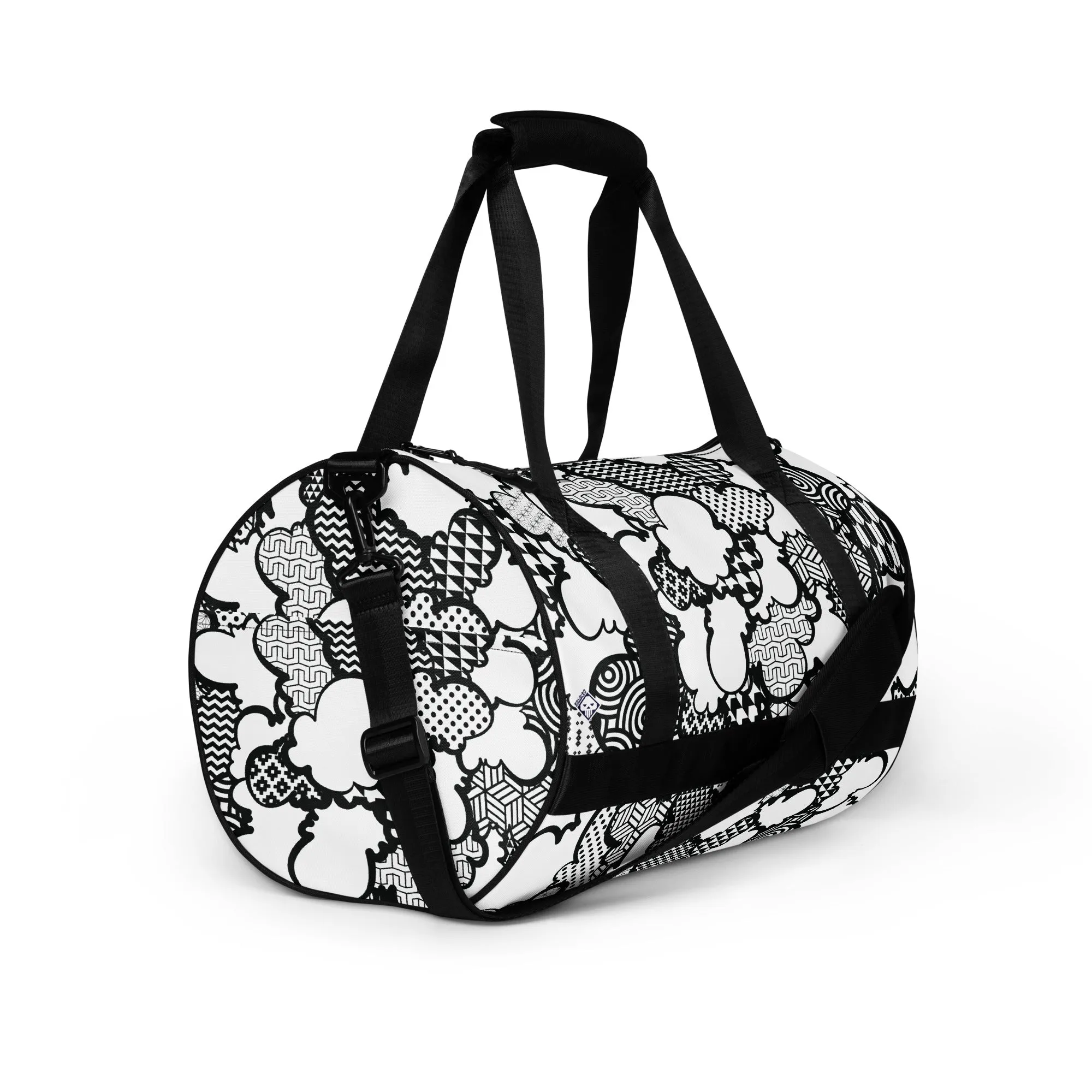 Black and White Graffiti Clouds Gym Bag