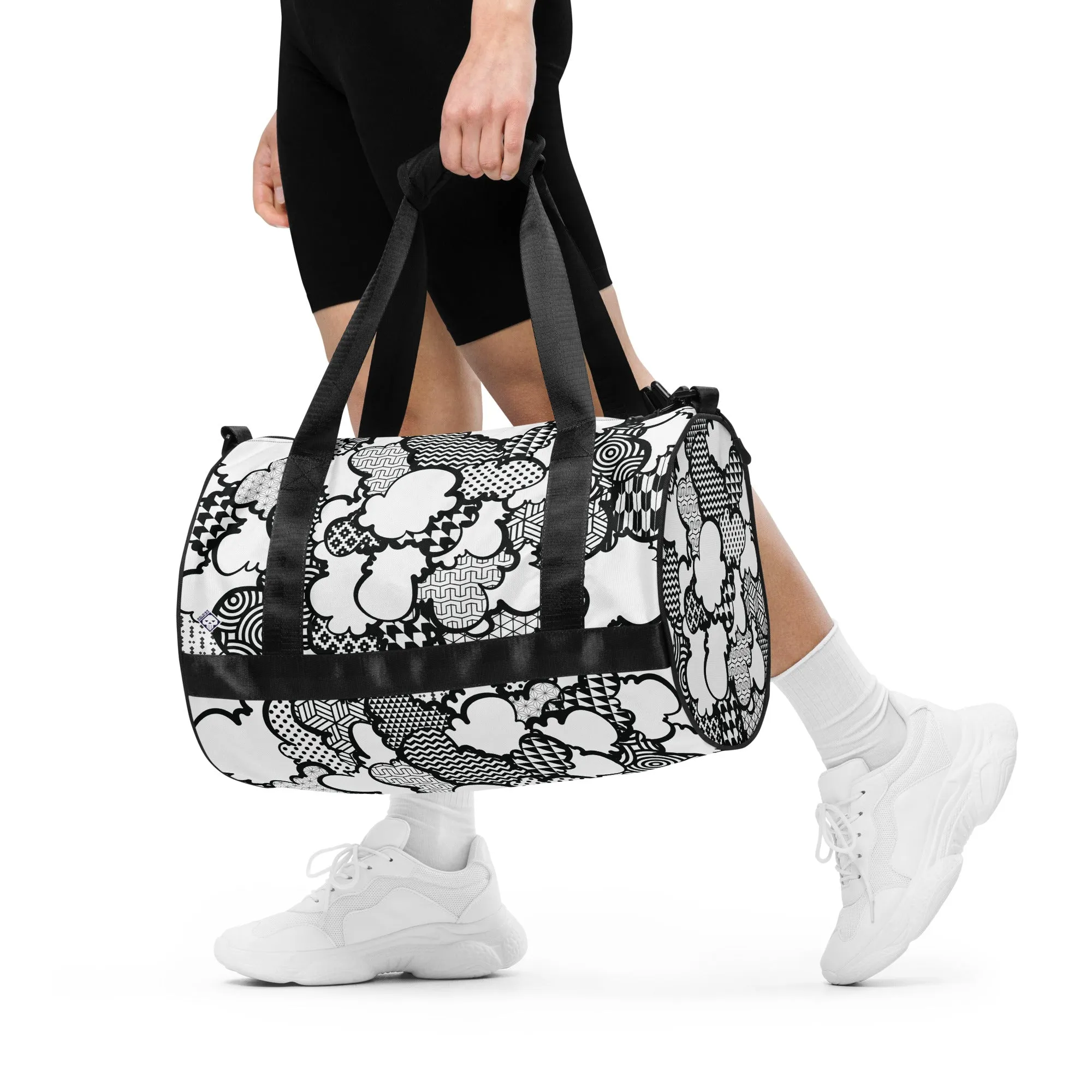 Black and White Graffiti Clouds Gym Bag