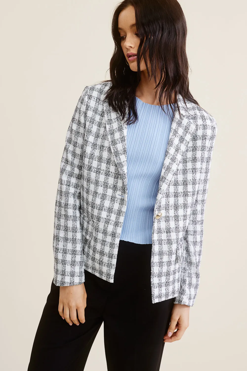 Black and White Plaid Blazer