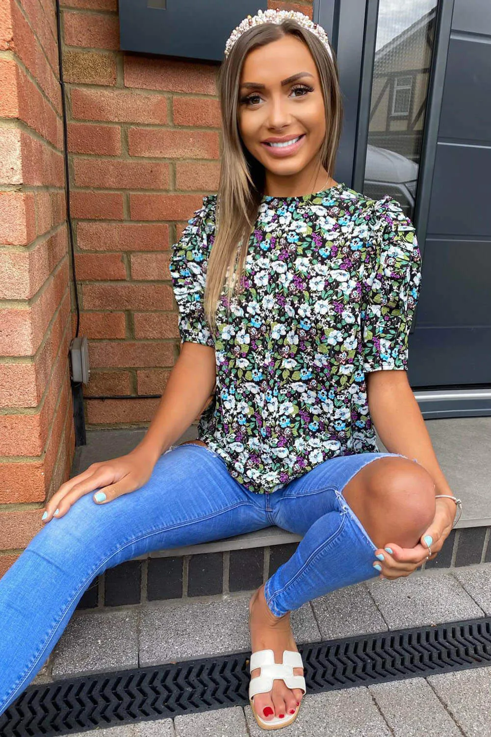 Black Floral Top