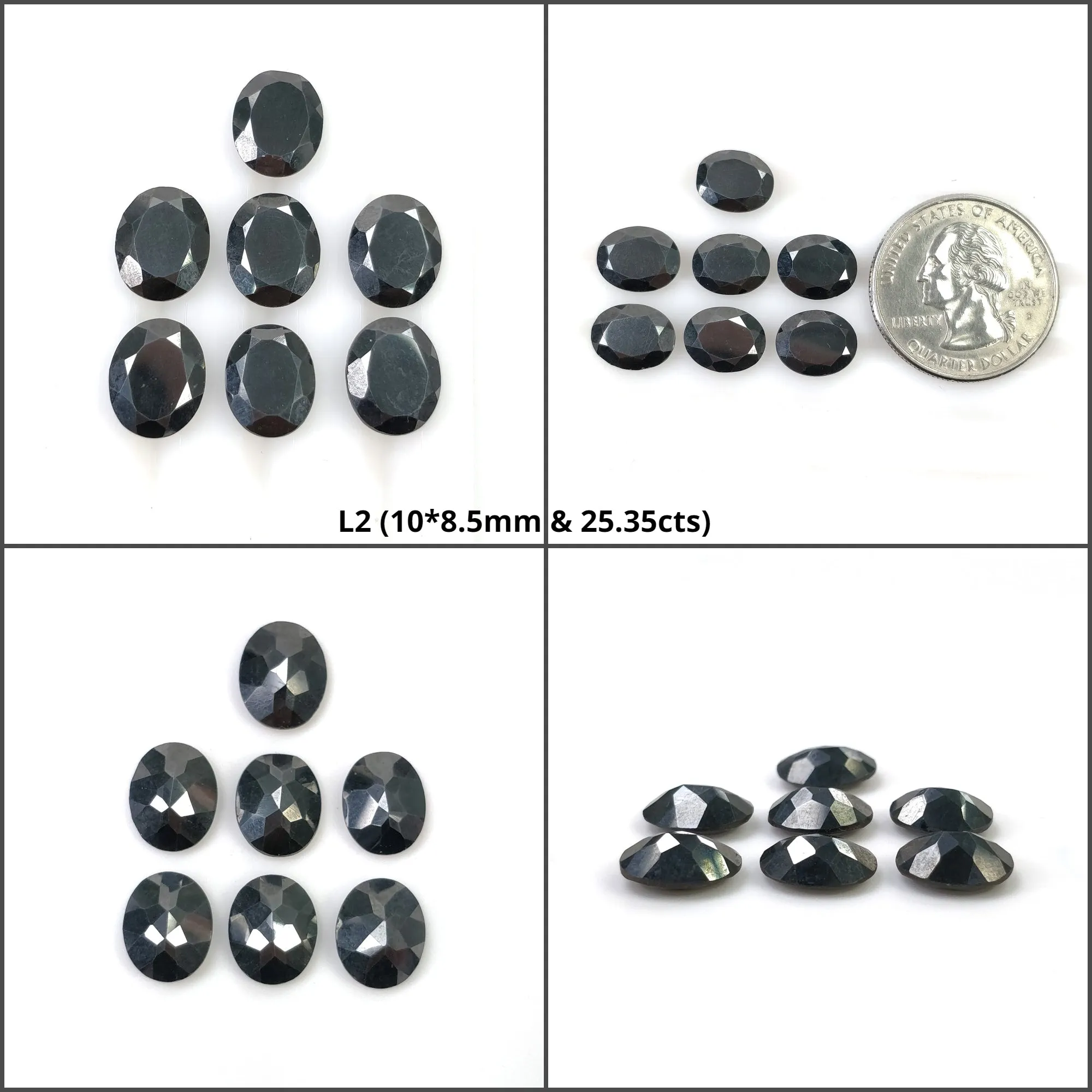 BLACK HEMATITE Gemstone Normal Rose Checker Cut : Natural Untreated Unheated Hematite Oval Cushion Shape 4pcs 7pcs 11pcs