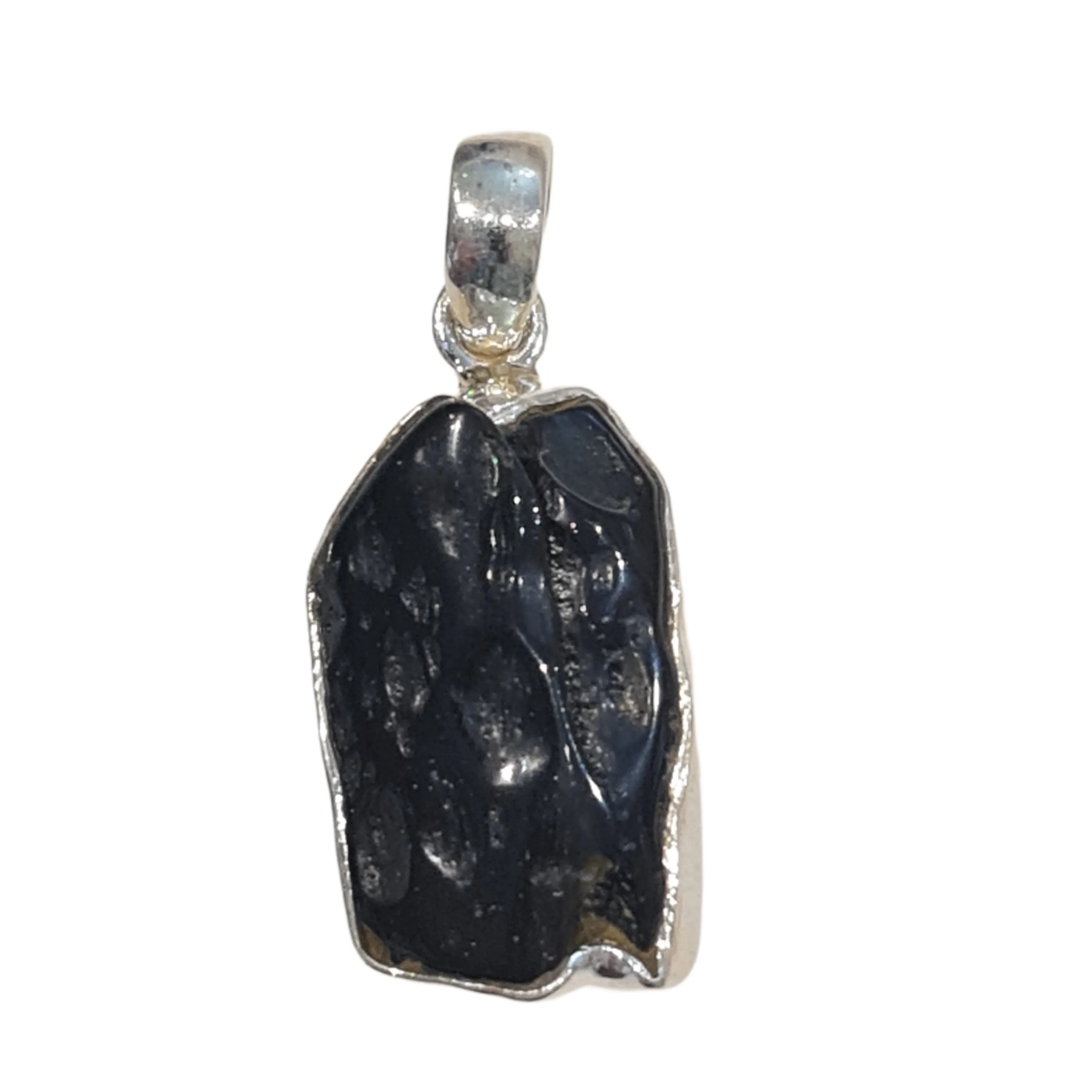 Black Tektite meteorite pendant