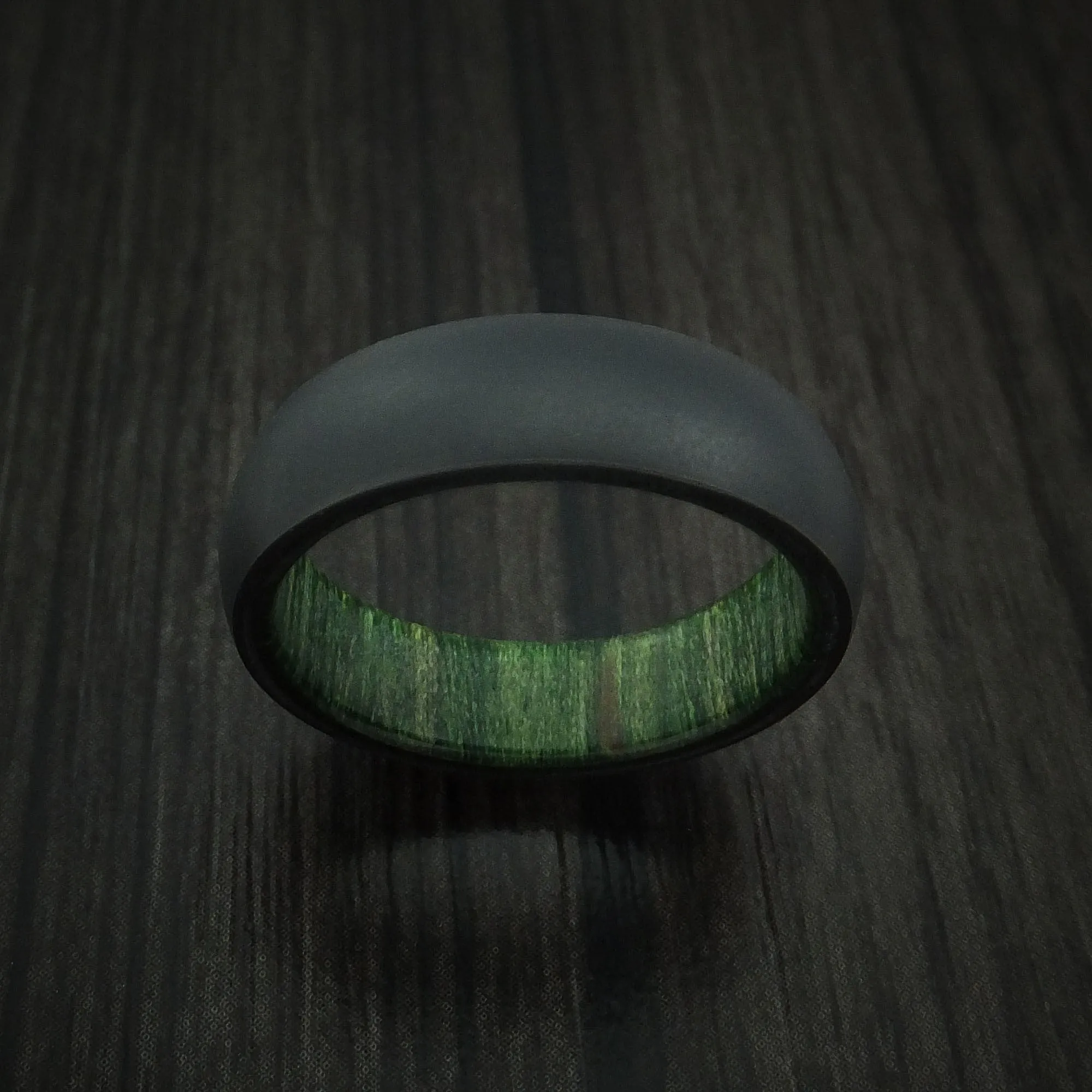 Black Titanium and Hardwood Sleeve Men's Ring Custom Made