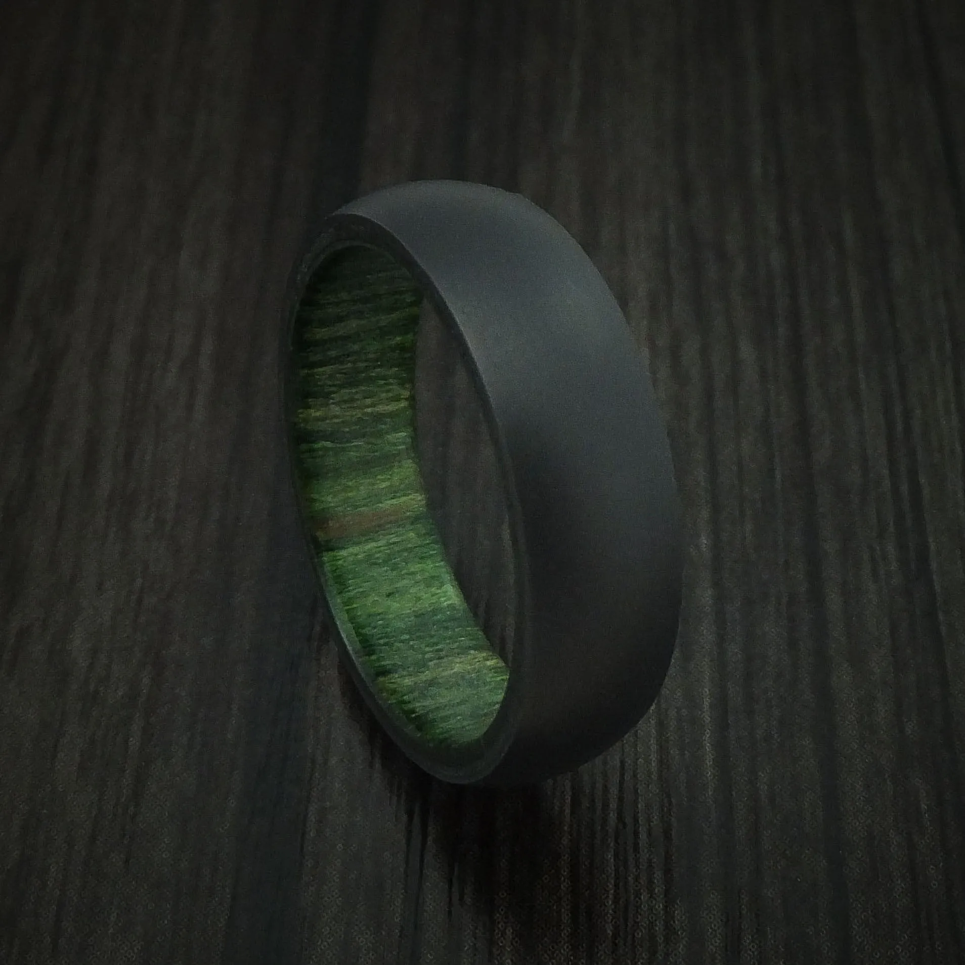 Black Titanium and Hardwood Sleeve Men's Ring Custom Made