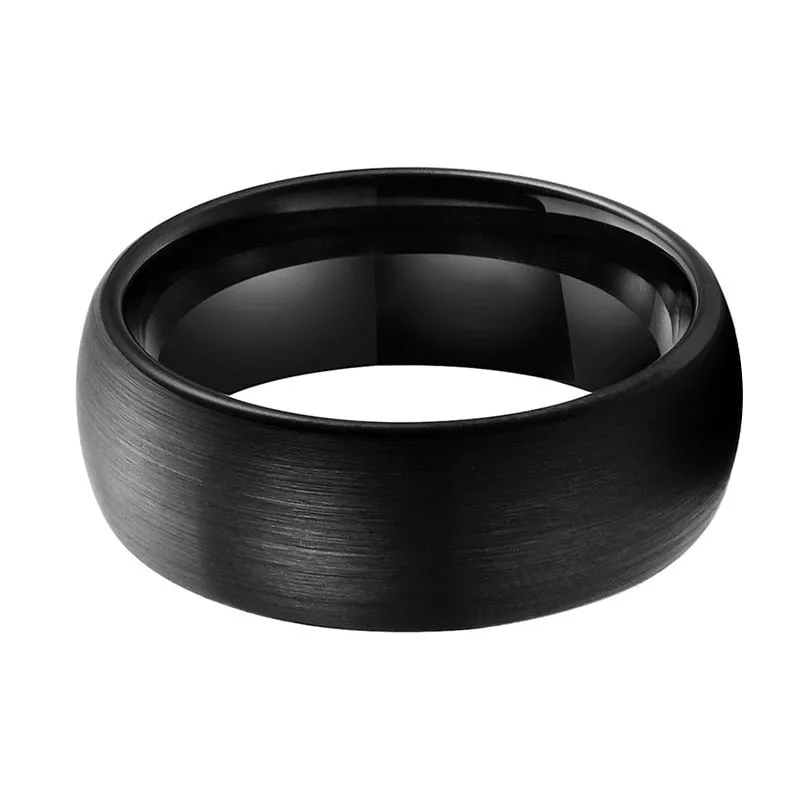 Brushed Black Dome Tungsten Ring (8mm)