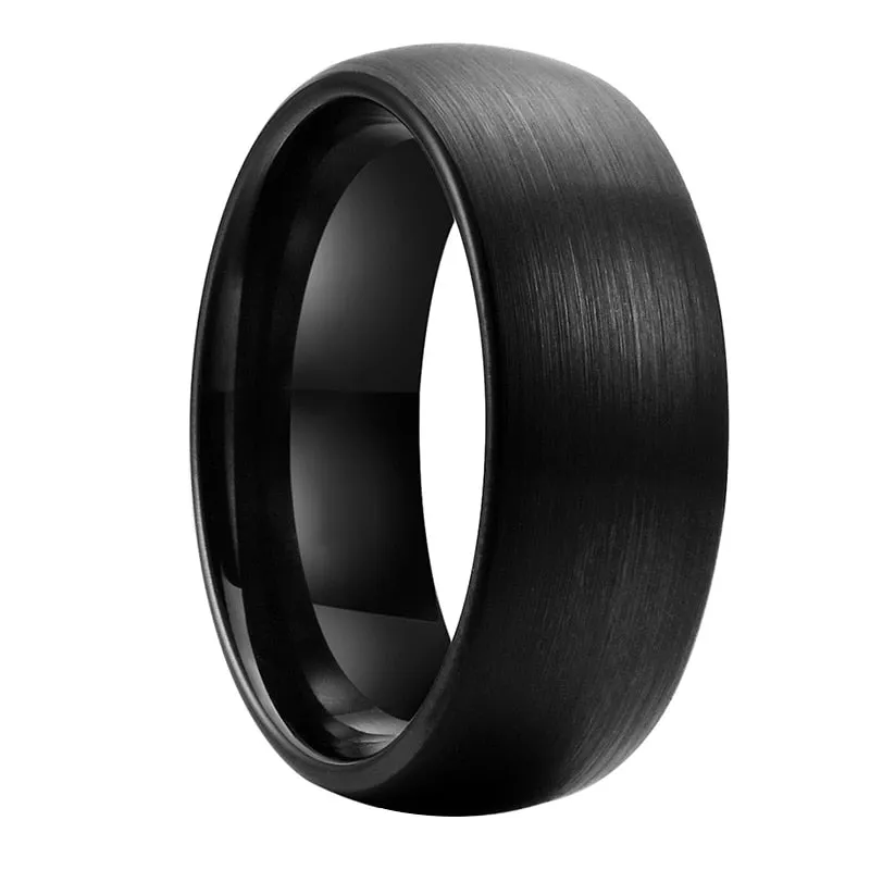 Brushed Black Dome Tungsten Ring (8mm)