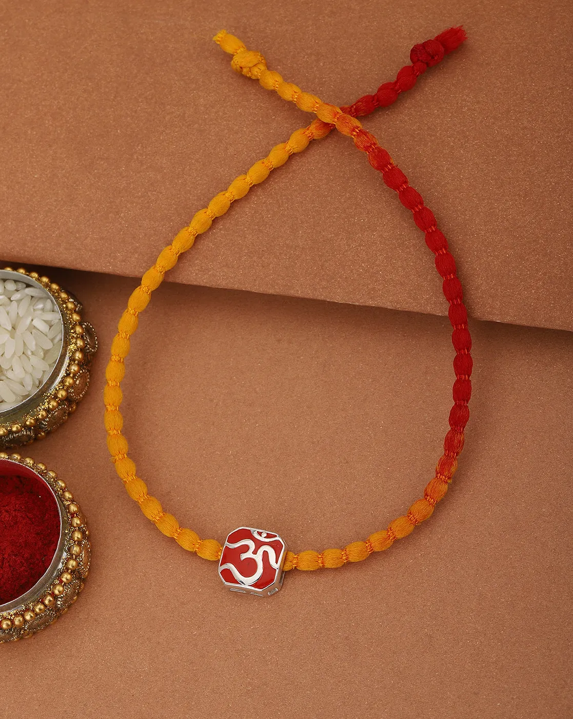 Carlton London 925 Sterling Silver Red Yellow Rakhi