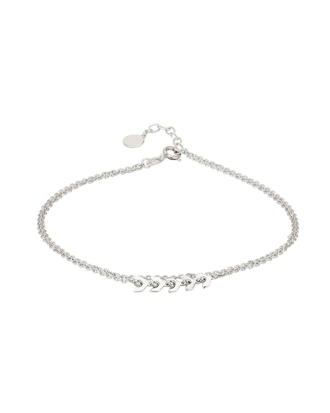 Carlton London 925 Sterling Silver Rhodium Plated Silver Toned Arow Shape Anklet For Women