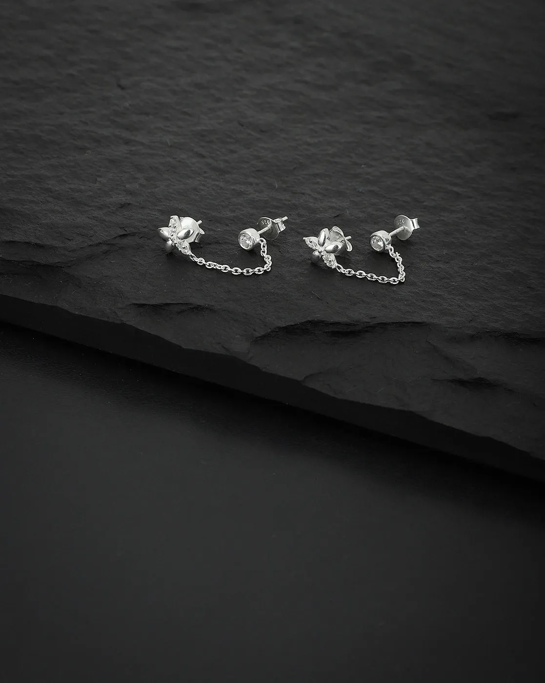 Carlton London 925 Sterling Silver Rhodium Plated  Stud Earring For Women