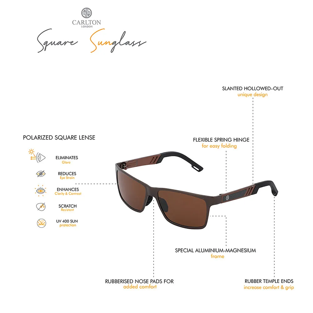 Carlton London Premium Brown Toned Polarised And Uv Protected Lens Square Sunglasses For Men