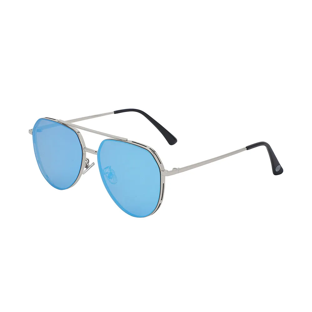 Carlton London Premium Silver & Blue Toned Polarised And Uv Protected Lens Aviator Sunglasses For Men