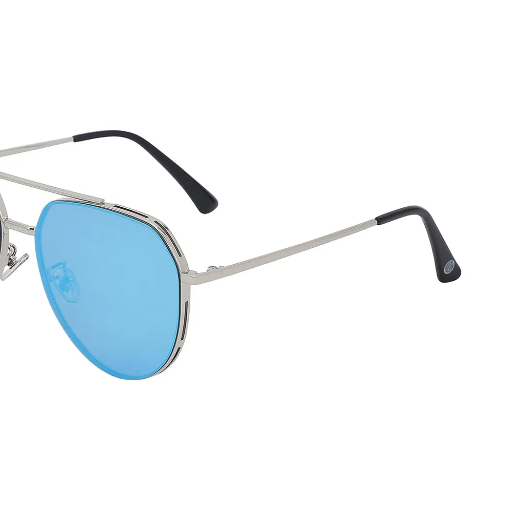 Carlton London Premium Silver & Blue Toned Polarised And Uv Protected Lens Aviator Sunglasses For Men