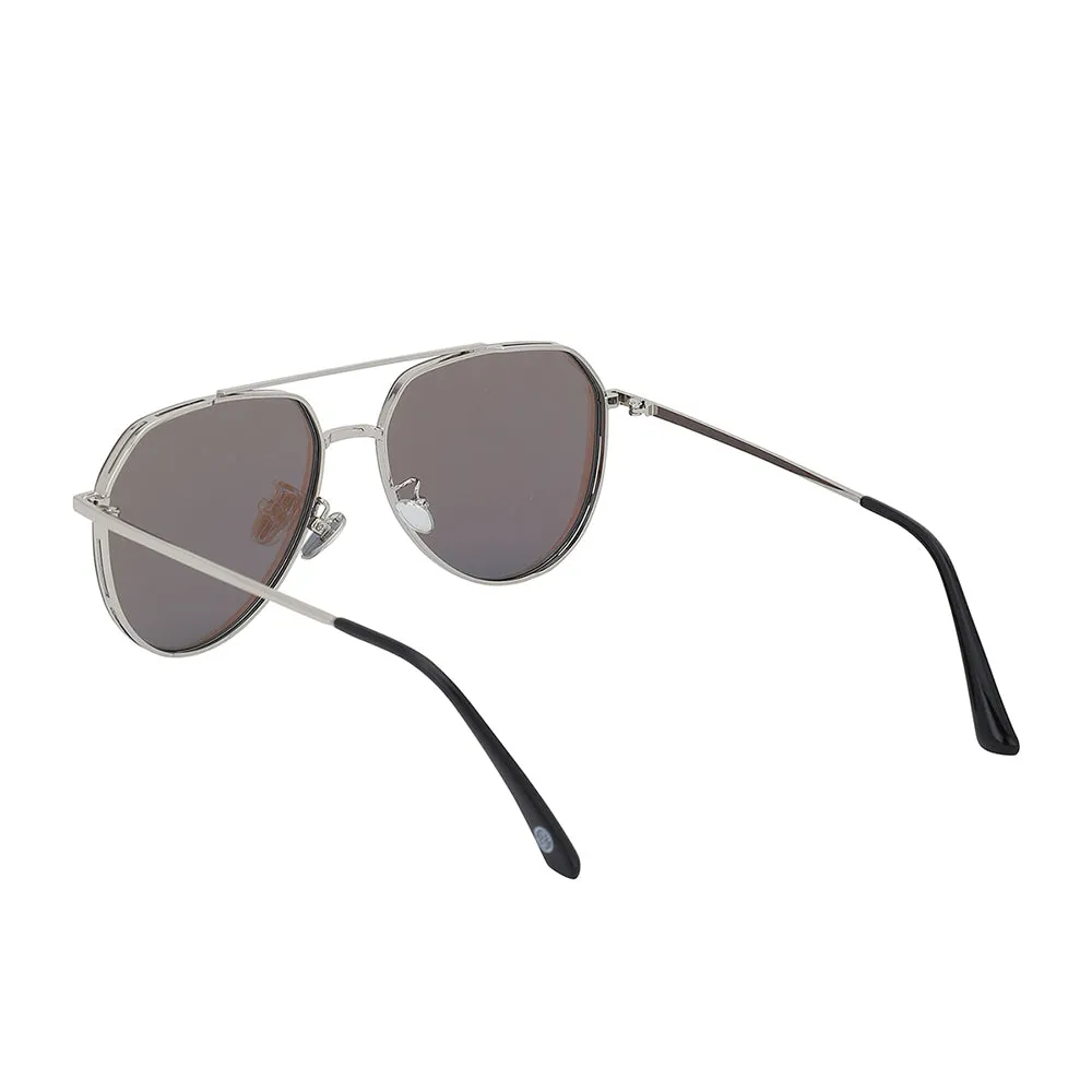 Carlton London Premium Silver & Blue Toned Polarised And Uv Protected Lens Aviator Sunglasses For Men