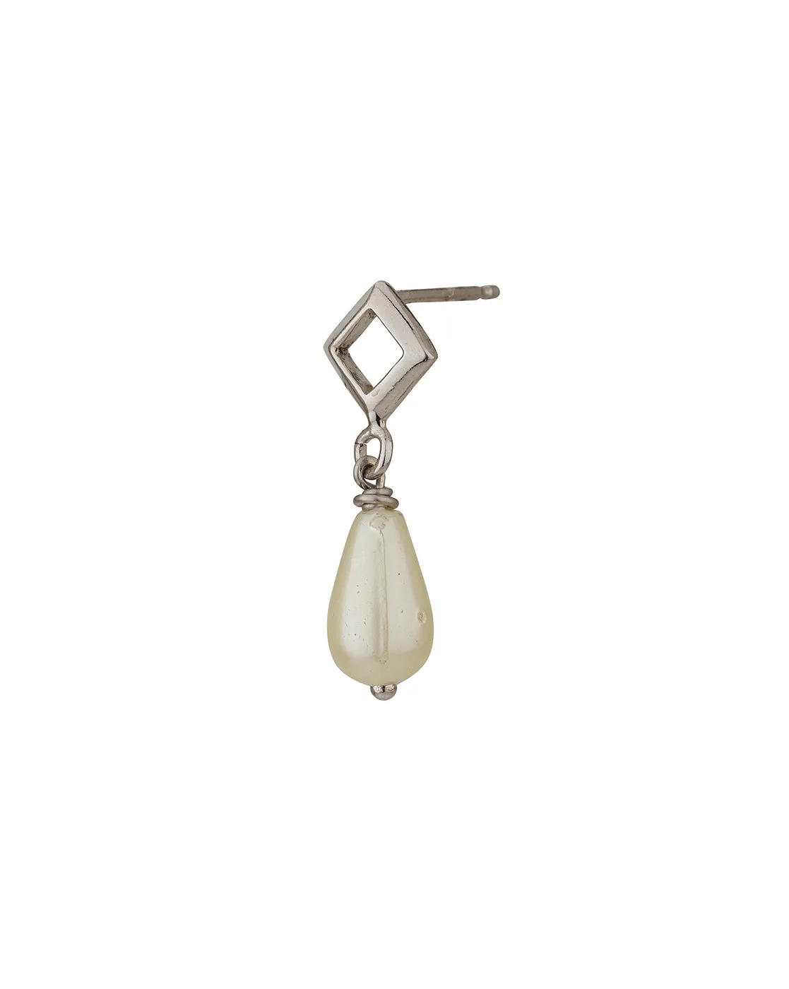 Carlton London Rhodium Plated Contemporary Drop Earring With Dangling Pearl