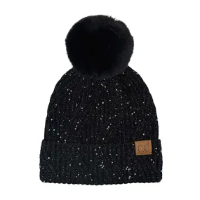 C.C Sequin with Pom Beanie Hat