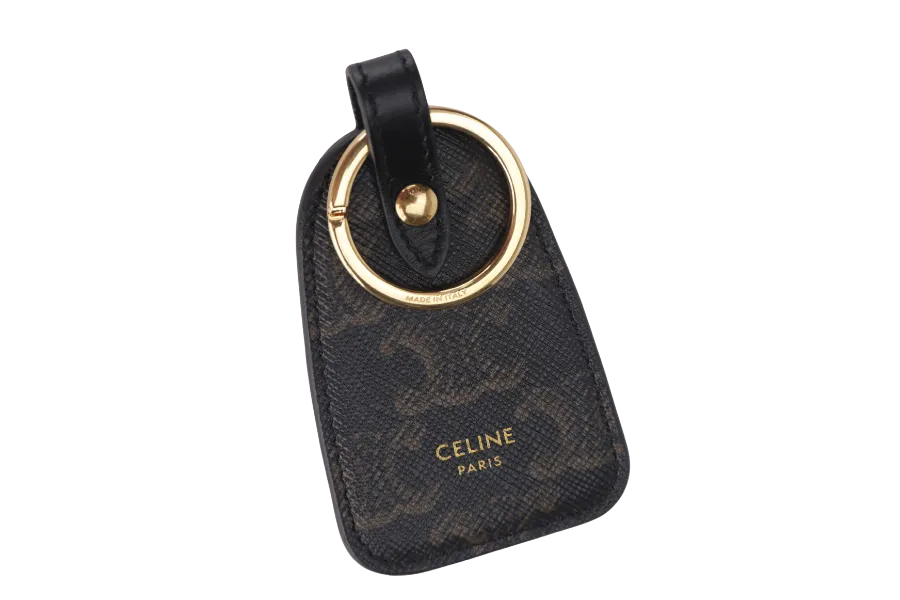 CELINE KEY HOLDER BLACK IN TRIOMPHE CANVAS & CLAFSKIN GOLD HARDWARE, WITH DUST COVER & BOX