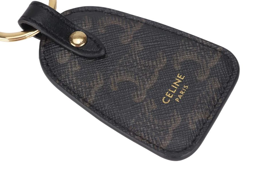 CELINE KEY HOLDER BLACK IN TRIOMPHE CANVAS & CLAFSKIN GOLD HARDWARE, WITH DUST COVER & BOX