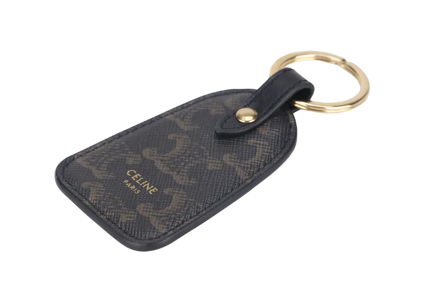 CELINE KEY HOLDER BLACK IN TRIOMPHE CANVAS & CLAFSKIN GOLD HARDWARE, WITH DUST COVER & BOX