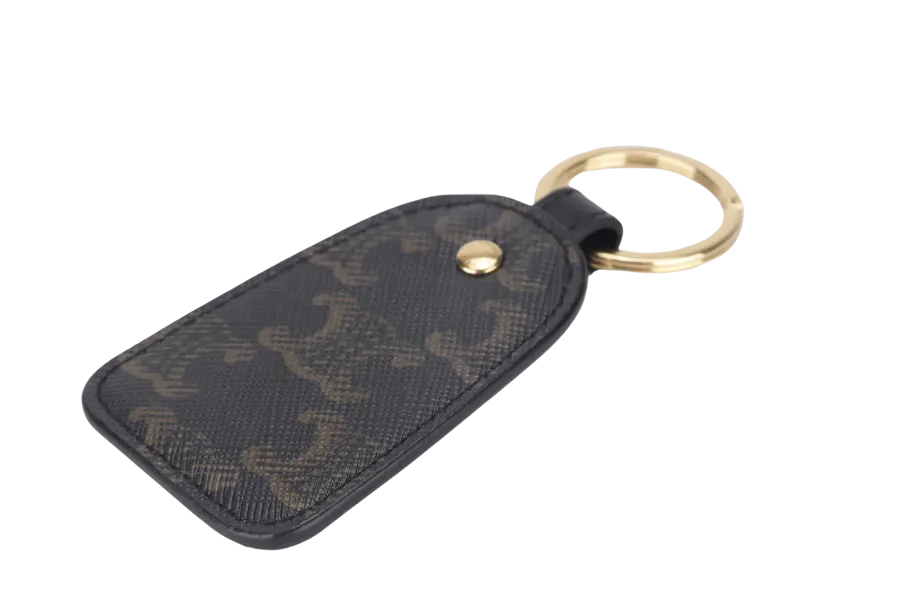 CELINE KEY HOLDER BLACK IN TRIOMPHE CANVAS & CLAFSKIN GOLD HARDWARE, WITH DUST COVER & BOX