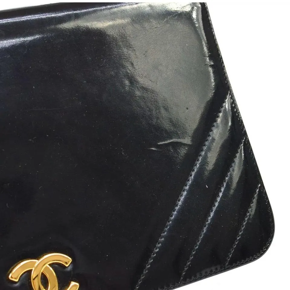 Chanel Classic Single Flap Chain Black Patent Leather Shoulder Bag