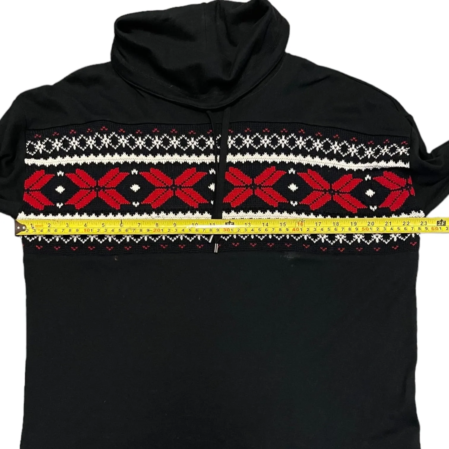 Chaps Black Cotton Knit Snowflake Turtleneck Sweatshirt Size Large