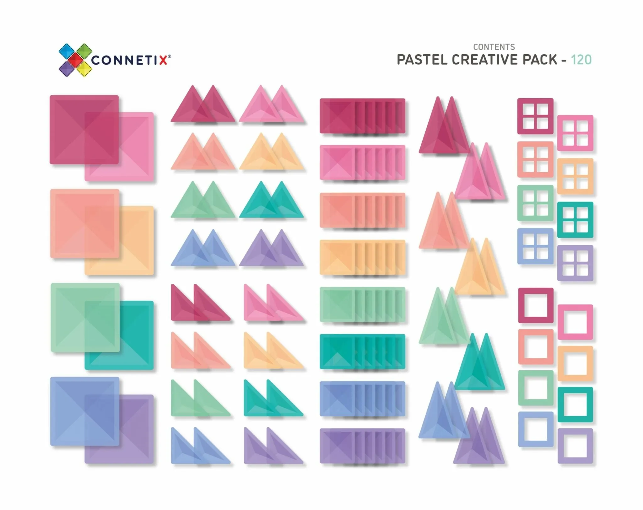 Connetix Tiles - 120 Piece Pastel Creative Pack