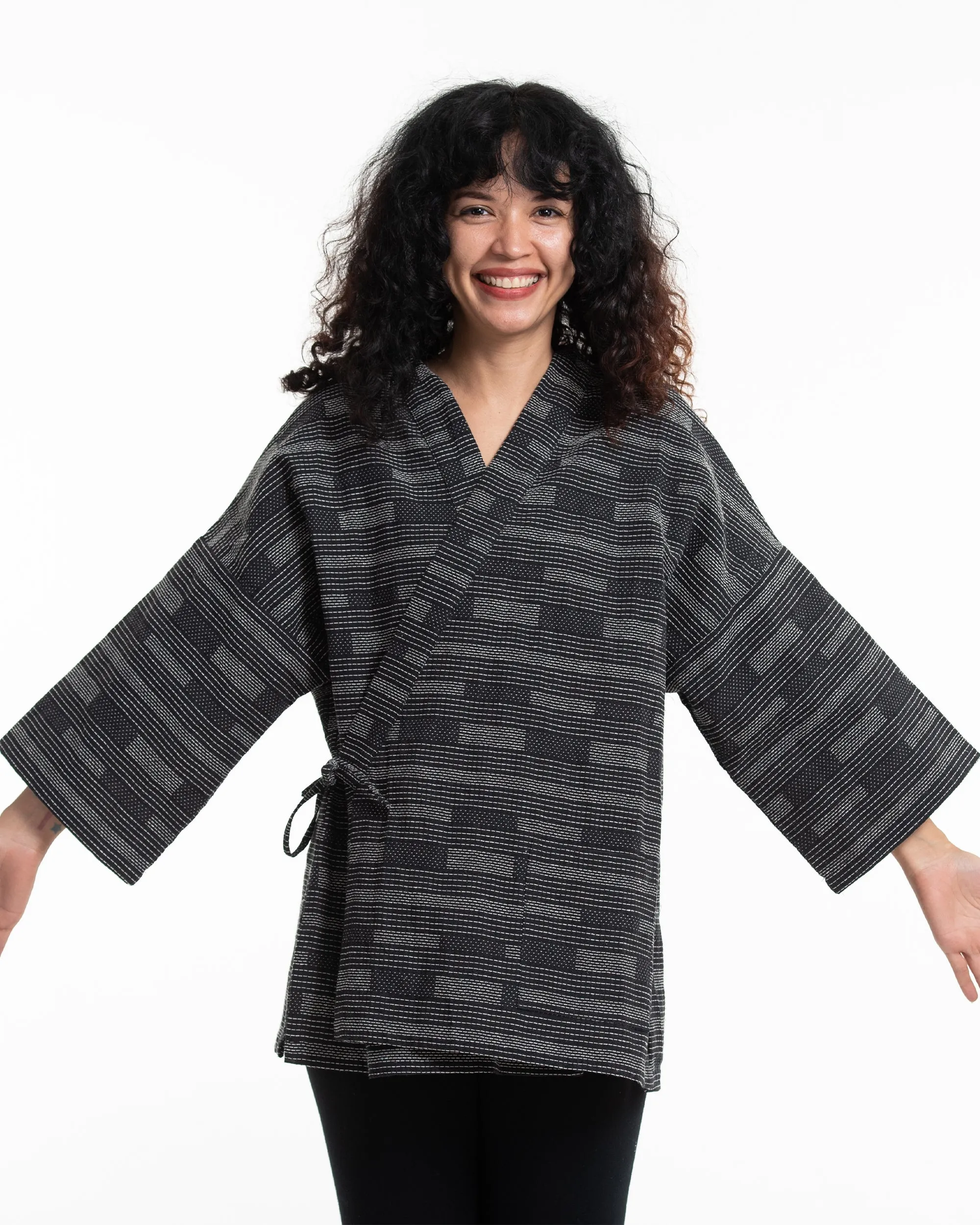 Cotton Kimono Cardigan in Black